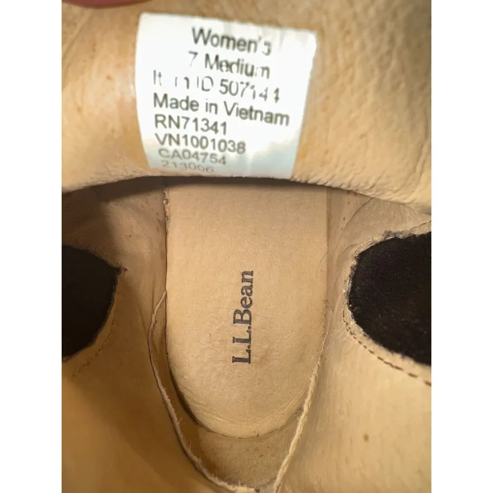 L.L.Bean Stonington Chelsea Boots Nubuck Leather Women's Shoes Size 7M Brown